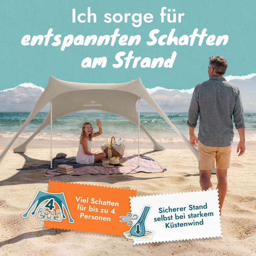 momevo Sunsail Strandzelt Sonnensegel UPF50+ sand