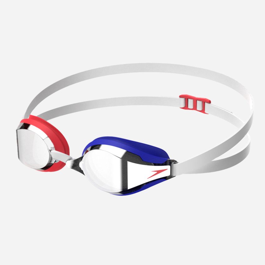 Speedo Schwimmbrille Fastskin Speedsocket 2 red/white/blue gespiegelt
